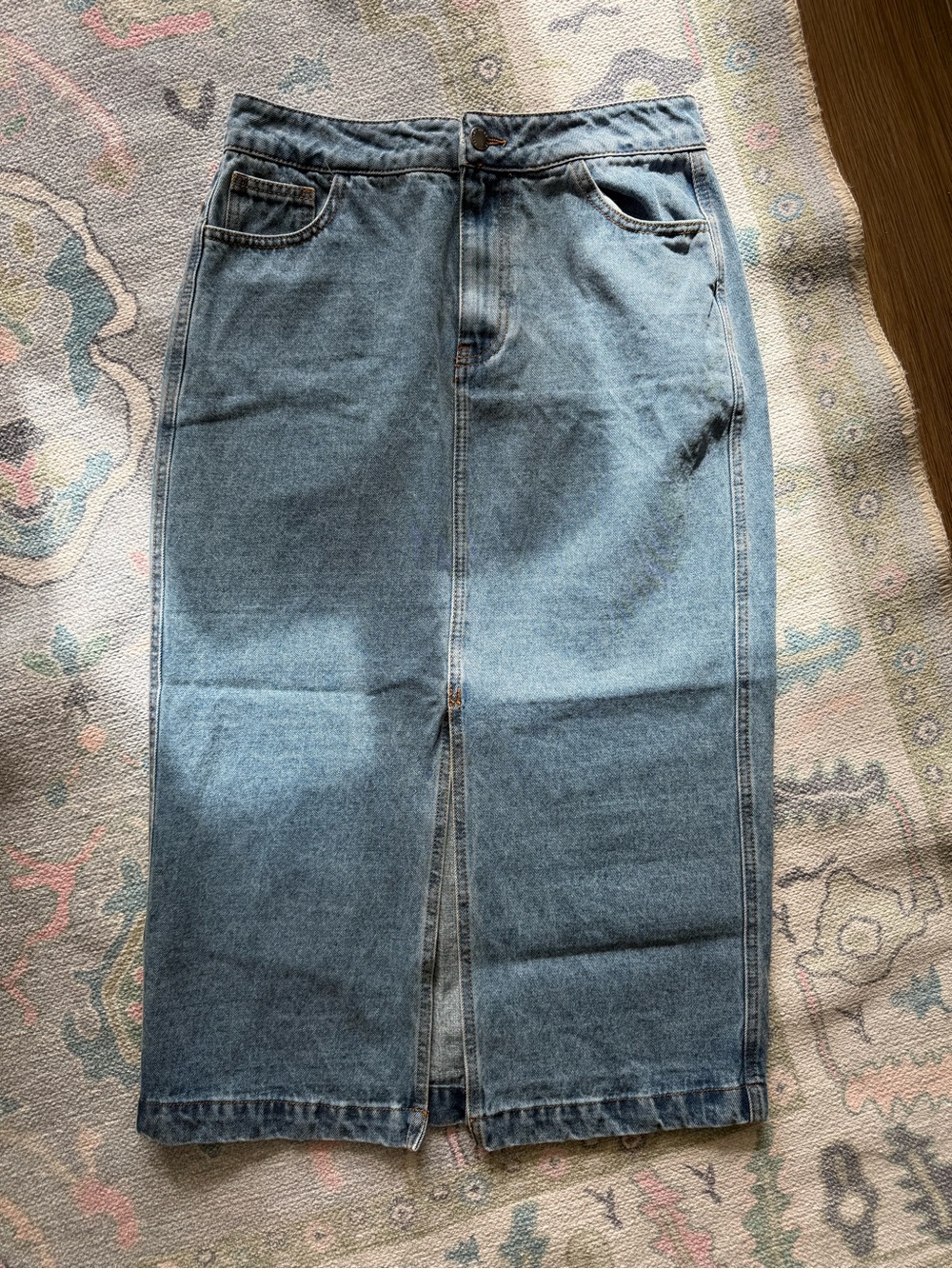 Velvet Heart Denim Midi Skirt